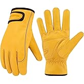 SLARMOR Mens Winter Leather Work Gloves, Warm Thinsulate Lining for Cold Weather Work with Reflective, Thermal Insulated Work Gloves with Leather Palm,100 gram Insulation-M