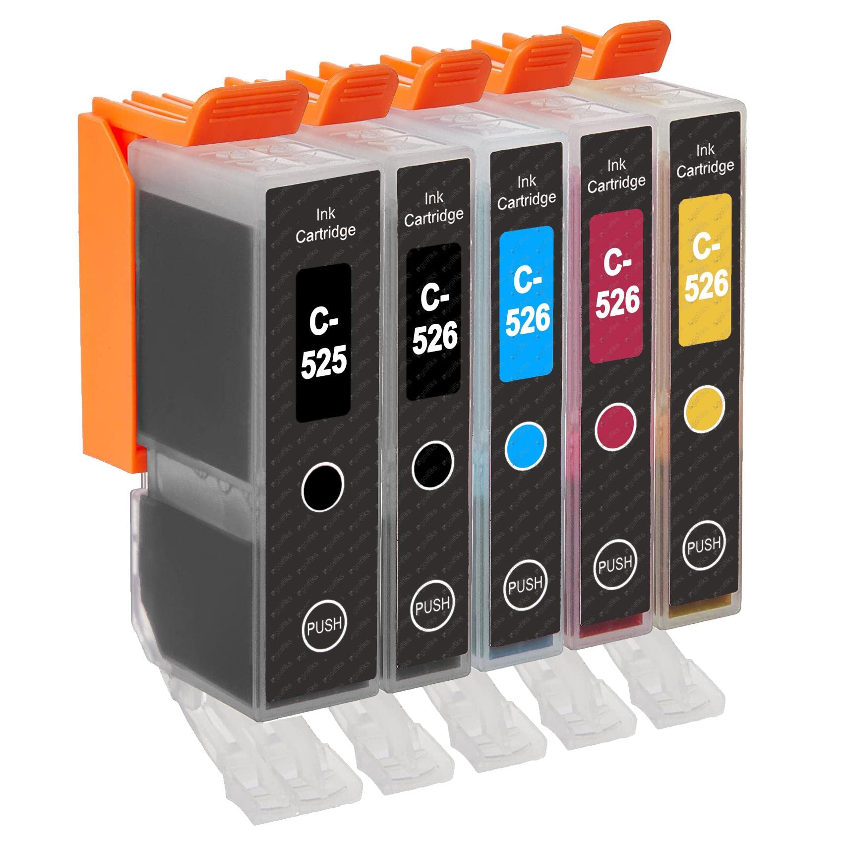 Go Inks C-525 & C526 Set of 5 Ink Cartridges to replace Canon PGI-525 & CLI-526 Compatible / non-OEM for PIXMA Printers (5 Pack), Multi-Colour (Black, Cyan, Magenta, Yellow)