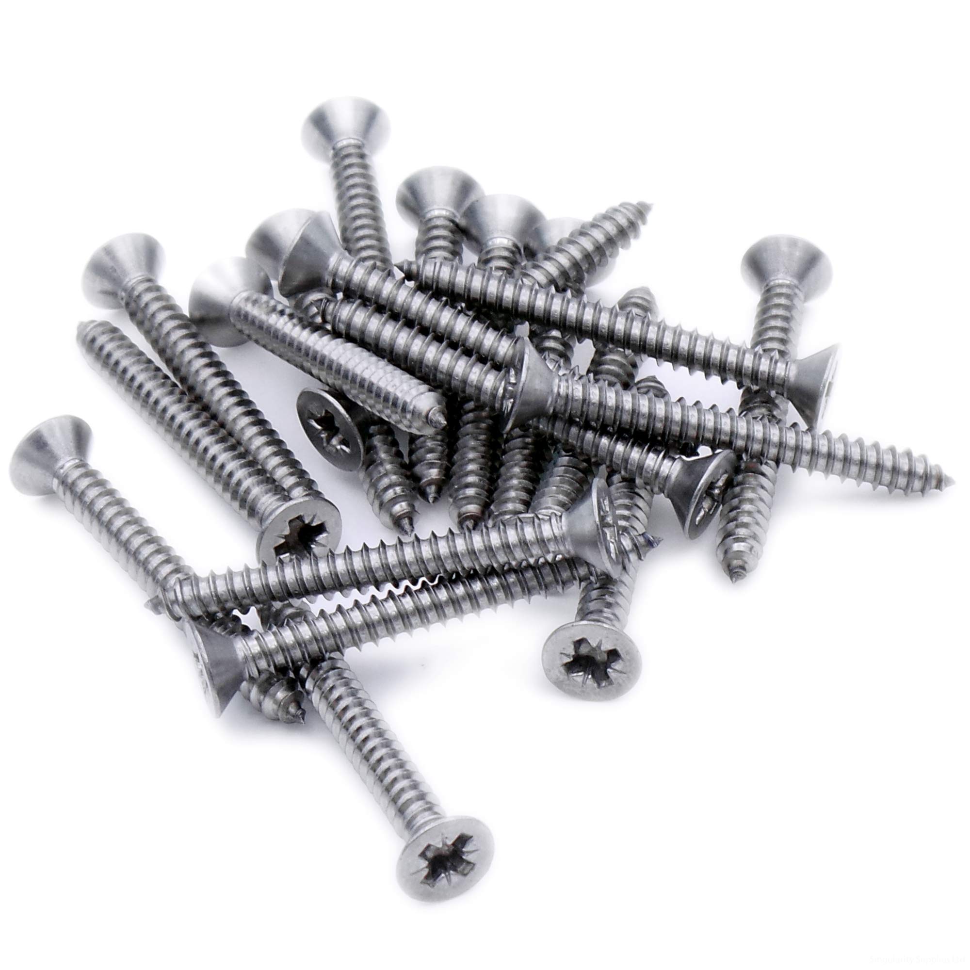 No.6 x 0.375 (3.5mm x 9.5mm) Pozi Countersunk Self-Tapping Screw - Stainless Steel (A2) (Pack of 20)