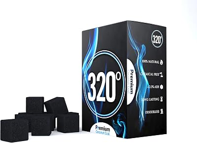 320º Premium Coconut Shisha Charcoal 25mm Cubes 1 kg 72 Pieces
