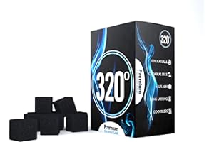 320º Premium Shisha Hookah Coconut Coal, 1 kg - 72 Cubes (25mm), Natural, Nicotine Free, Long Burn Time, No Chemical Additives