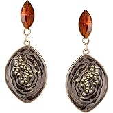 SWEETV Vintage 18K Gold Plated Statement Earrings for Women Trendy, Antique Enamel Chunky Drop Dangle Earrings, Big Crystal Earrings for Fashion Prom Jewelry Gifts