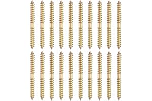 MECCANIXITY 20 Pcs Double Ended Screws, M6 x 60 mm Carbon Steel Hanger Bolts, Self-Tapping Wood Dowel Screws for Wood Joint F