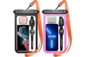 Temdan Waterproof Phone Pouch Waterproof Cell Phone Case for iPhone 16 Pro Max/16E/15/14/13 Galaxy S25 Ultra/S24/S23 Pink | 2 Pcs, Up to 10" Large, Universal, IPX8, Dry Bag, with Lanyard, for Vacation