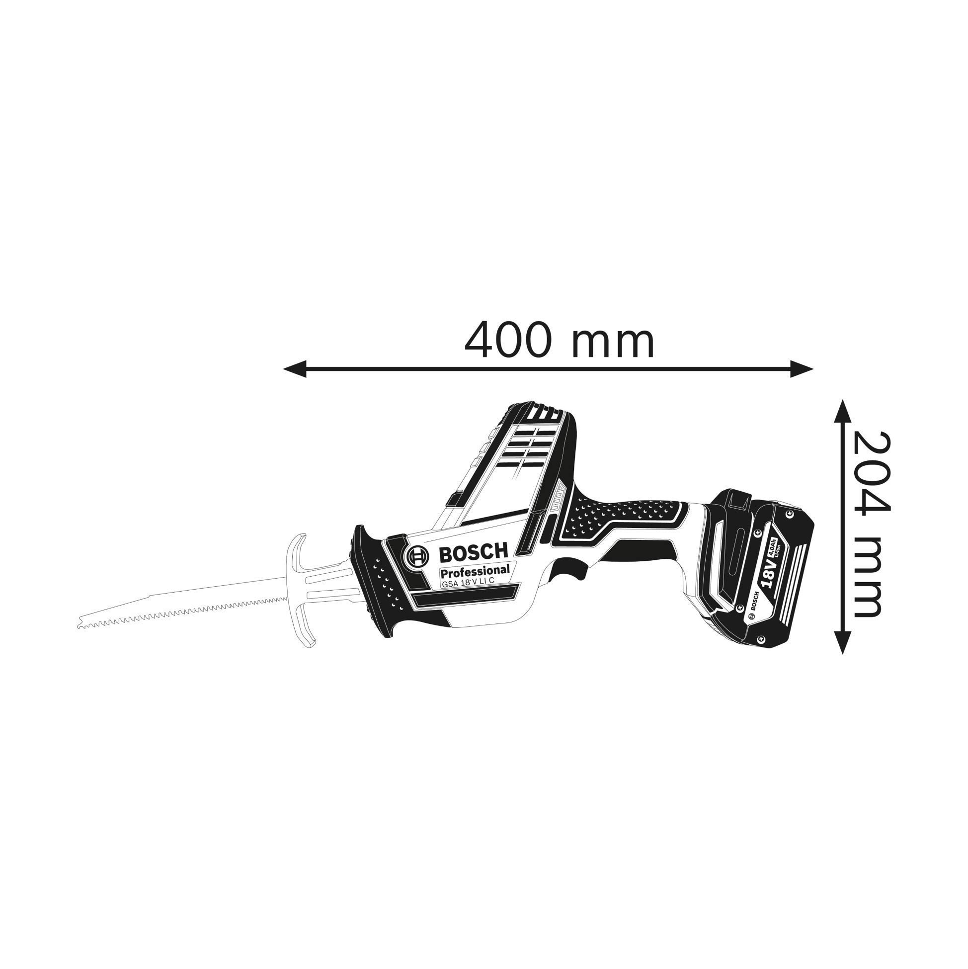 Bosch Professional 18V System Akku Säbelsäge GSA 18 V-LI C (Compact Version, inkl. 3x Säbelsägeblatt, ohne Akku/Ladegerät, L-BOXX) 2