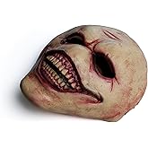 Wellinology Noseless smiling demon halloween mask,Creepy Latex realistic scary mask Monster Leatherface horror ghost mask costume prop