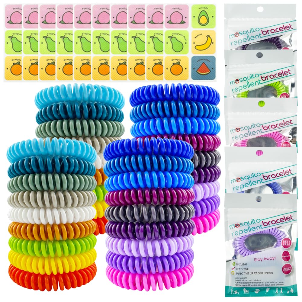 Photo 1 of 36 Pack Mosquito Repellent Bracelets, Individually Wrapped DEET-Free Insect & Bug Repellent Wrist Bands with 60 Pack Mosquito Patches for Kids & Adults Outdoor Camping Fishing Traveling