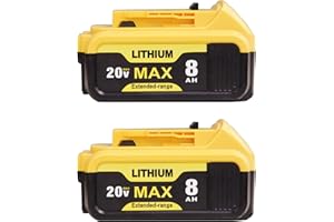 Etikpouon 2 Pack 8000mAh Replace for Dewalt 20V Max Battery Lithium Compatible with DCB205 DCB206 DCB207 DCB200 Apply to Dewalt 20V Cordless Power Tools