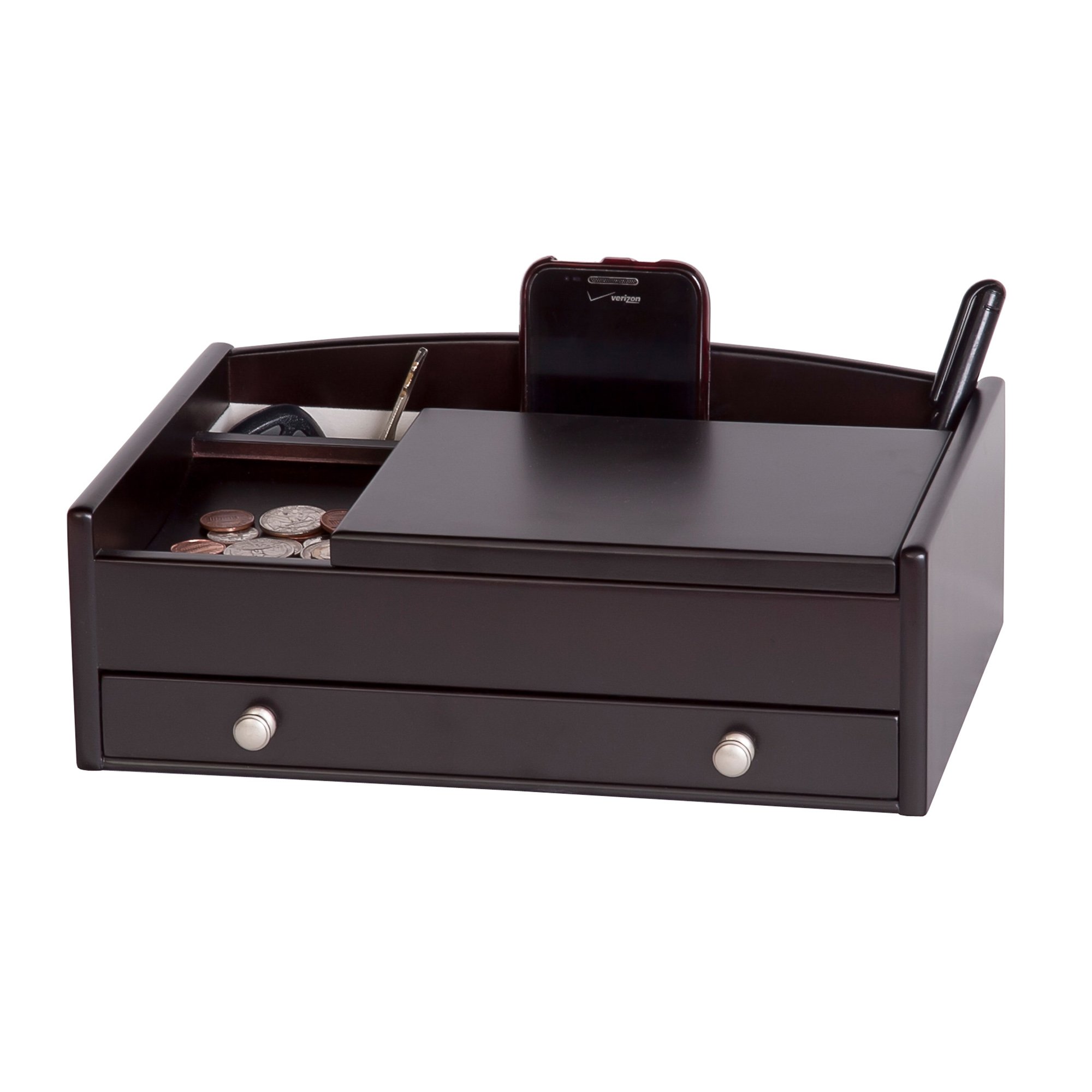 Mele Co. Kent Men's Wooden Dresser Top Valet (1 Drawer, Java Finish) eBay