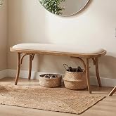 DM Furniture Farmhouse Wood Bench Small Entry Way Bench Seat Narrow Dining Bench Bed End Indoor Bench for Living Room Foyer Indoor, Uphostered Bench