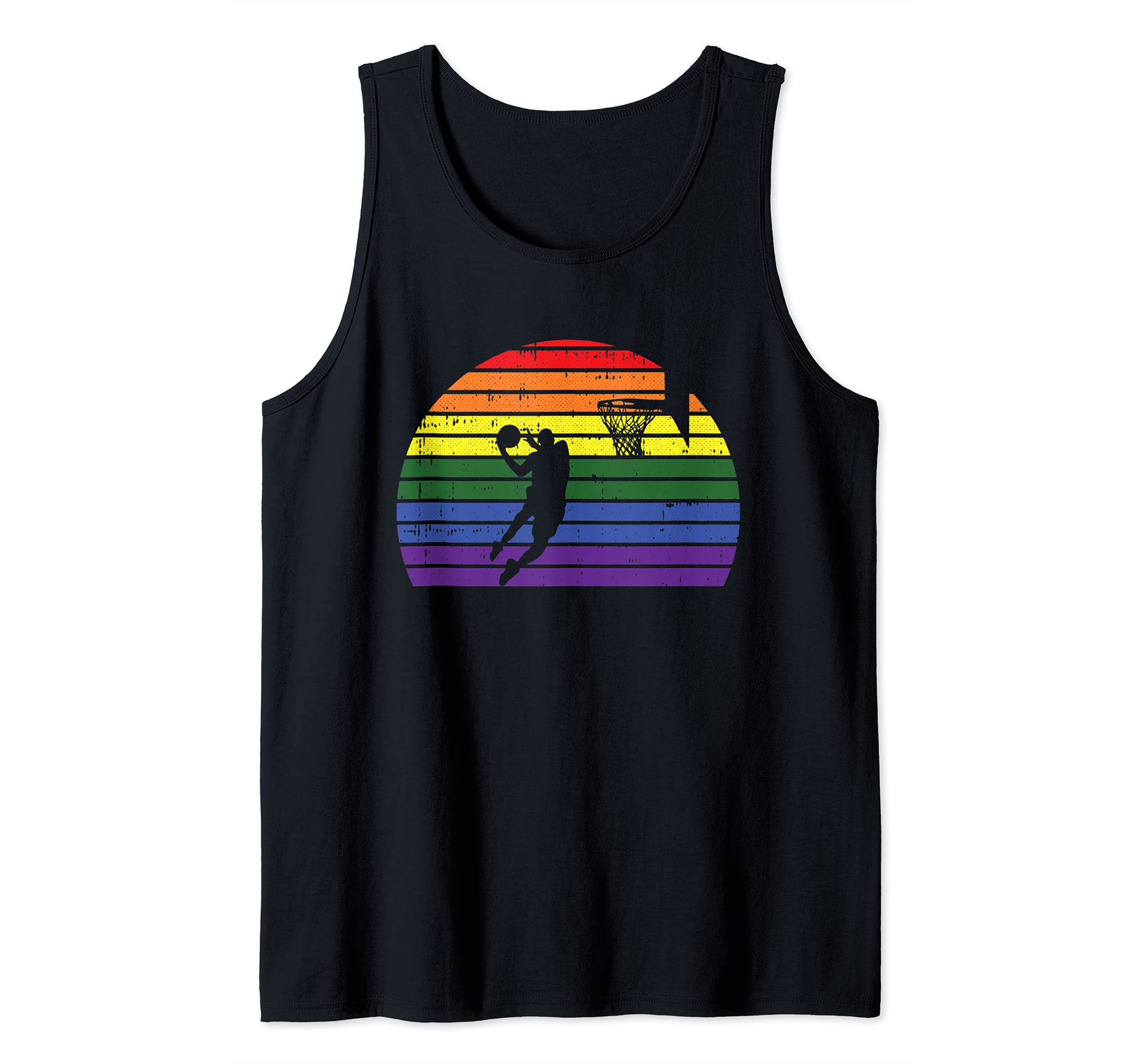 Basketball Player LGBT-Q Retro Gay Pride Flag Sport Fan Ally Tank Top