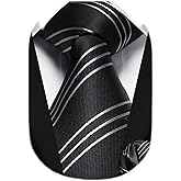 HISDERN Mens Tie Striped Ties and Handkerchief Set Business Formal Woven Pocket Square Wedding College Stripe Necktie