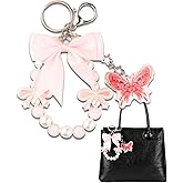 SIICCOMTT Pearl Bag Charms for Handbags Bowknot Purse Charm Cute Bow Keychain for Women Girls