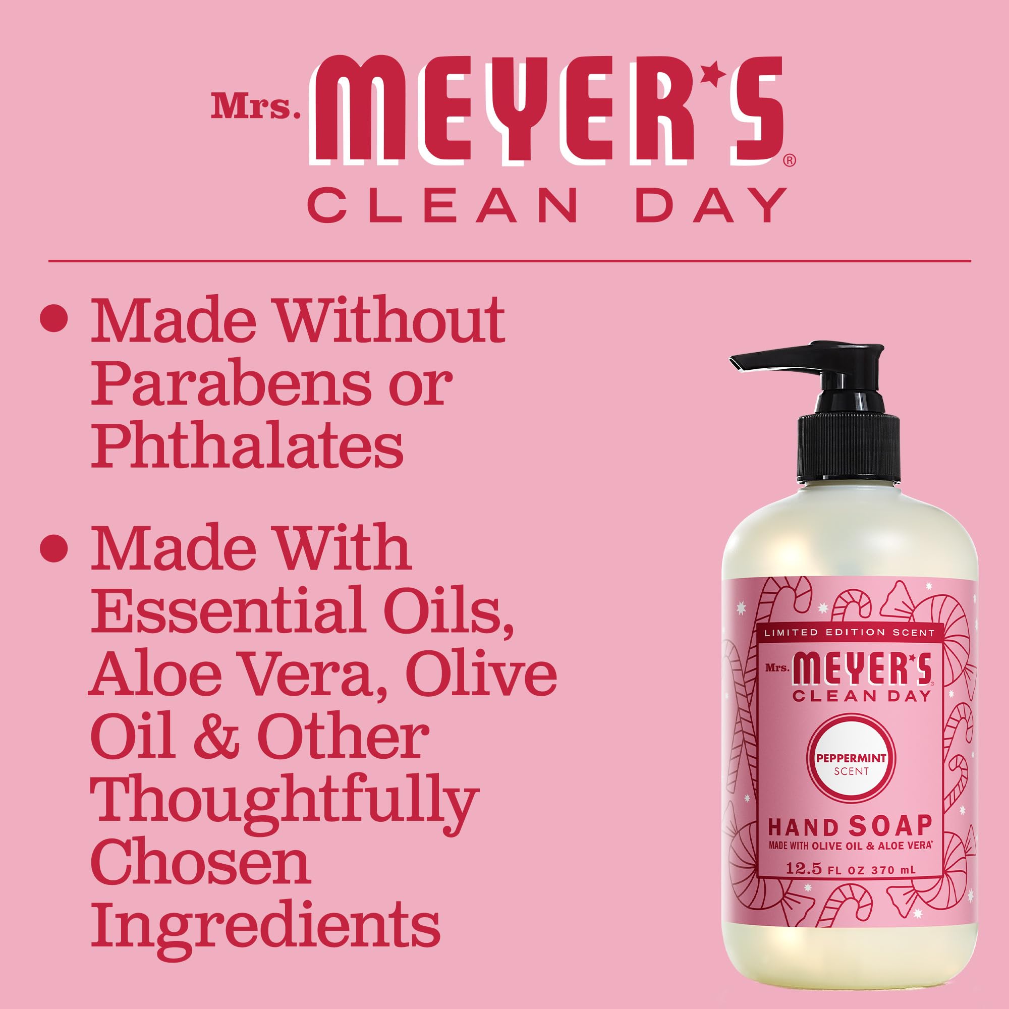 Mrs. MEYER'S CLEAN DAY Liquid Hand Soap, Peppermint, 12.5 oz (Pack of 3)