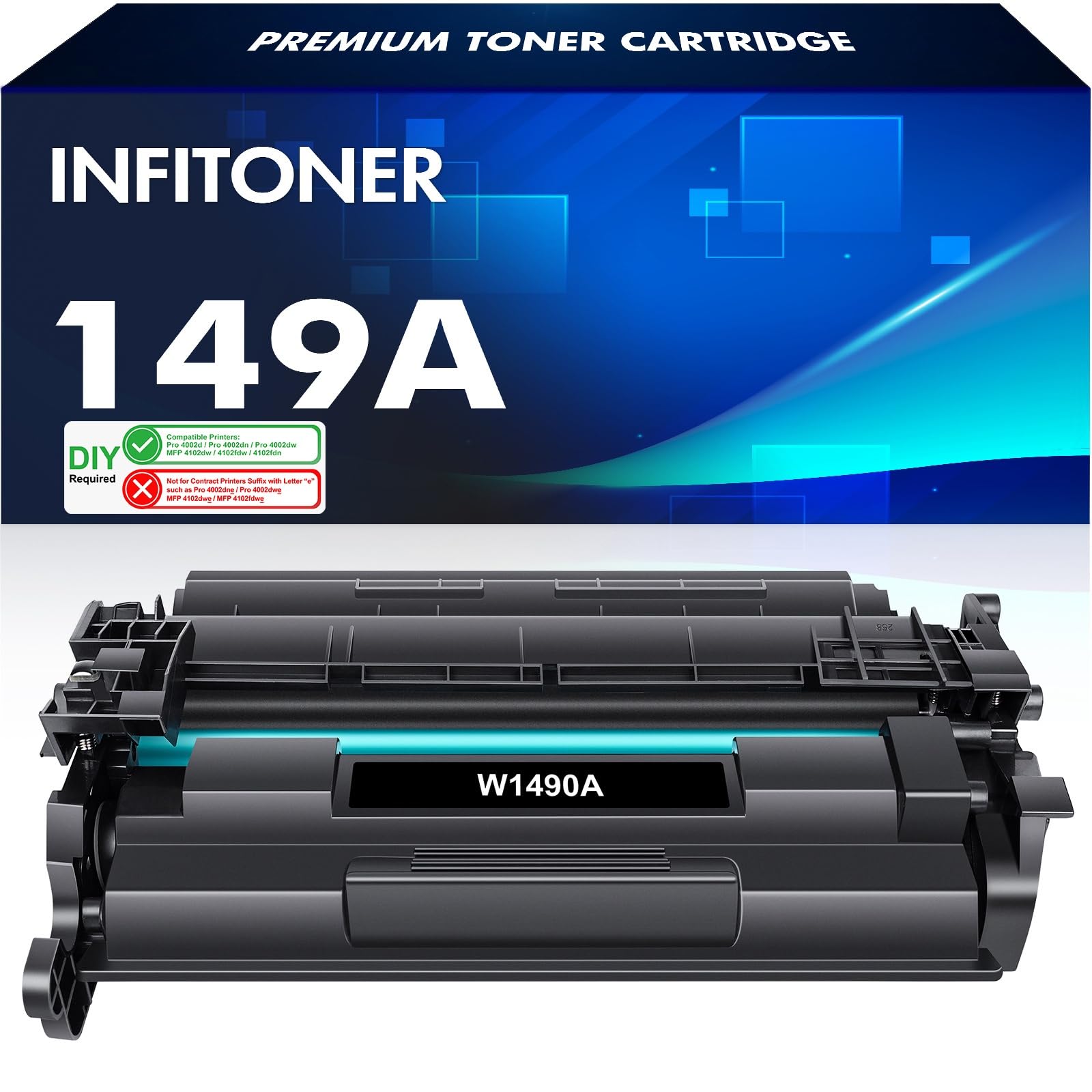INFITONER 149A No Chip Toner Cartridge Replacement for HP 149A W1490A W1490X 149X H1490AT Laser Pro 4002DW 4002DN 4102FDW 4102FDN 4102D - Black, 1-Pack