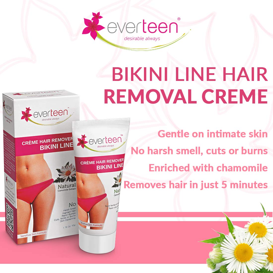 Everteen Hair Remover Creme 50g For Bikini Line Underarms 1