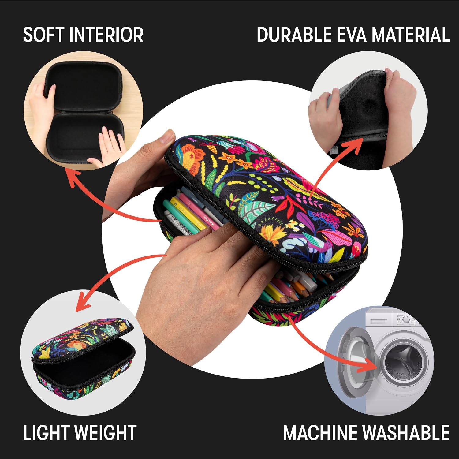 ZIPIT Flowers Pencil Case for Girls, Cute Pencil Box for School, Large Capacity Stationery Organizer Box