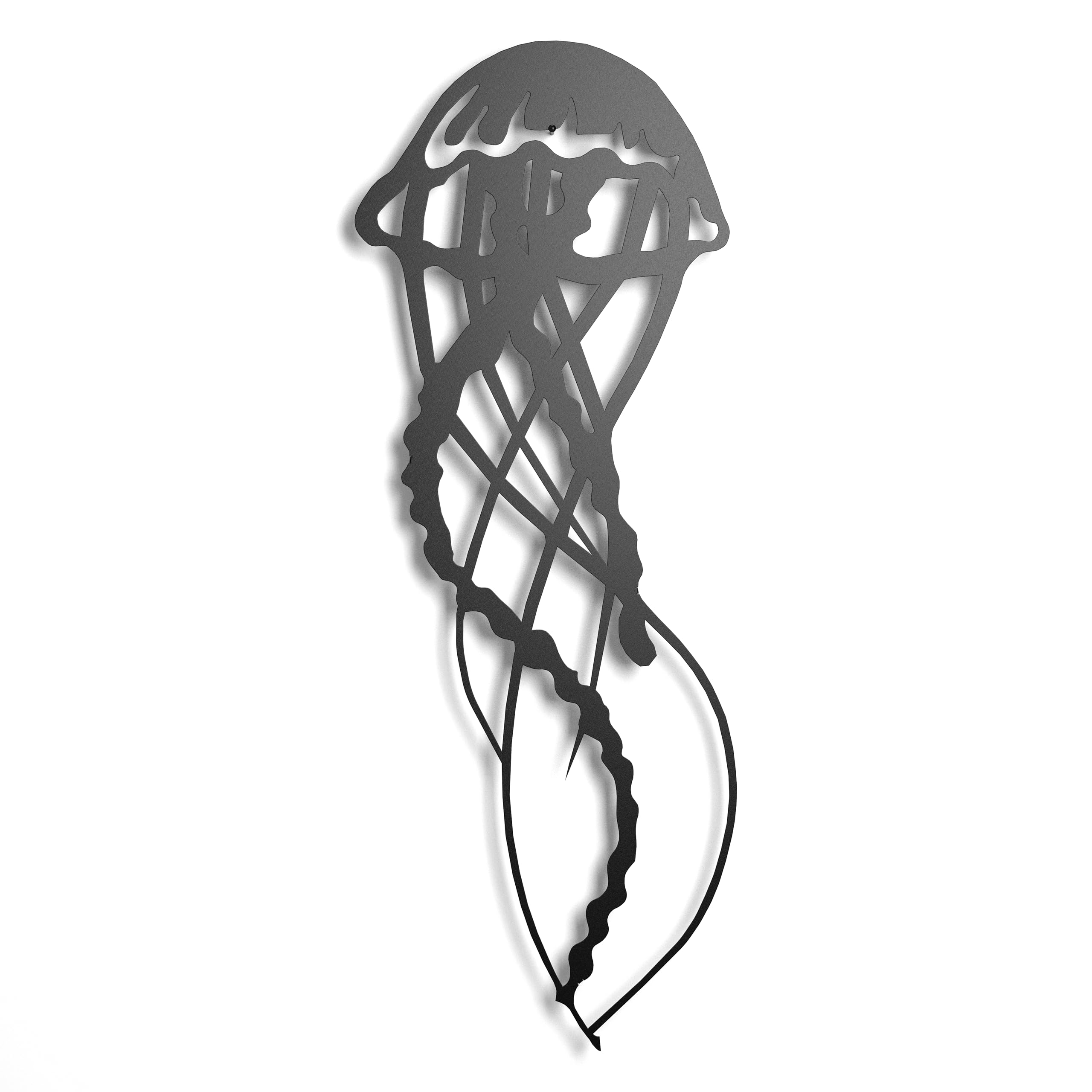Keluly Jellyfish Metal Wall Sculpture Decor Sea Animal Gift for Unisex Adults, Black, Geometric, Minimalist, Weatherproof, Indoor and Outdoor, Living Room, Dining Room