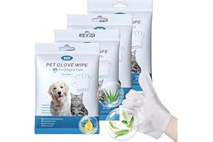 HONGYEE【4 packs/24 Sheets】 Pet Thick Glove Wipes, Disposable pet Cleaning Wipes, odorless and Fragrance-Free, Suitable for Da