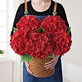 JINWOE 5Pcs Red Silk Hydrangea Artificial Flowers, 20Inch Large Halloween Christmas Lifelike Flowers for Indoor Bouquet Table Centerpieces Floral Arrangements Home Wedding Home