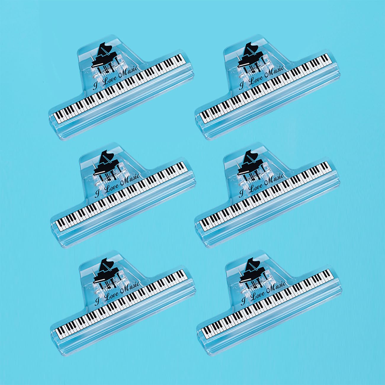 6Pcs Plastics Music Book Clip,Music Sheet Clip Music Paper Clip,Music Page Holder,for Piano Guitar Violin Playing Instruments and Reading Books-Piano Key Pattern