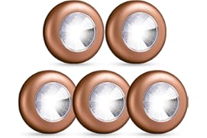 Dream Master Tap Lights LED Push Lights Stick on Lights Portable Under Cabinet Lighting Battery Operated Wireless Kitchen Closet Counter Night Lights 5 Pack，Bronze