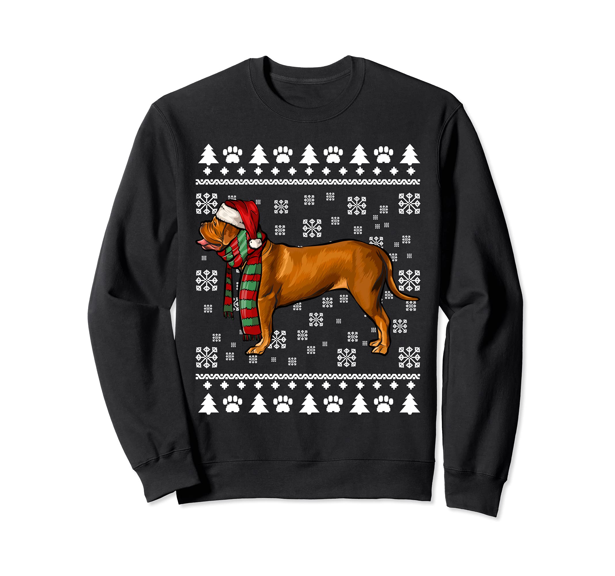 Dogues de Bordeaux Dog Santa Hat Xmas Ugly Christmas Sweatshirt