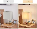 Briever USB Bedside Table Lamp with 3 USB Ports and Dock, Wood Base view 7