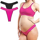 Leakproof Maternity Thong which fits Under The Bump-Comfortable Maternity Lingerie for Pregnancy & Postpartum-2 Pack
