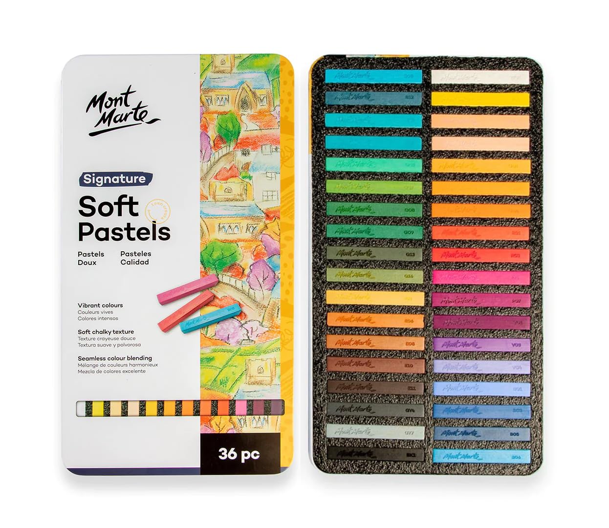 MONT MARTE Soft Pastel Set - 36 pcs - Art Pastel Colour, Ideal for colourful and expressive Painting