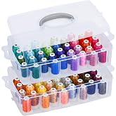 Simthread 80 Colors Embroidery Thread with Clear Plastic Storage Box | 500M (550Y) Polyester Embroidery Machine Thread Compatible with Janome and Robison-Anton Colors