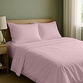 California Design Den Queen Sheet Set - Natural 100% Cotton Bed Sheets Queen Size Bed Set with Deep Pockets, Soft Sateen Weave, Breathable and Durable Bedding (Pink)