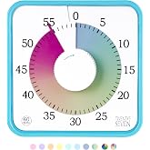 TWENTY5 SEVEN 7.5-Inch Visual Timer, Battery-Free 60-Minute Countdown Clock | Mechanical Magnetic Time Management Tool for Kids and Adults, Classroom, Home, Office, Sky Blue and Colorful with White Knob