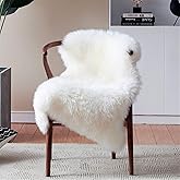 duduta White Faux Sheepskin Throw Rug 2x3 ft, Fluffy Shag Fur Chair Cover Small Bedside Dorm Rug Non Slip Washable