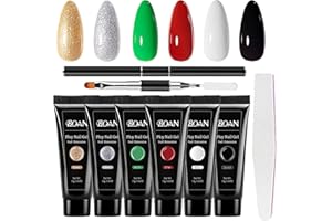 BQAN Poly Nail Gel Kit - 6 Shades Poly Gel for Long-Lasting Nail Extensions | 15ml Each | Salon-Quality DIY & Home Use | Low Odor (Christmas 01, 0.5 Fl Oz (Pack of 6))