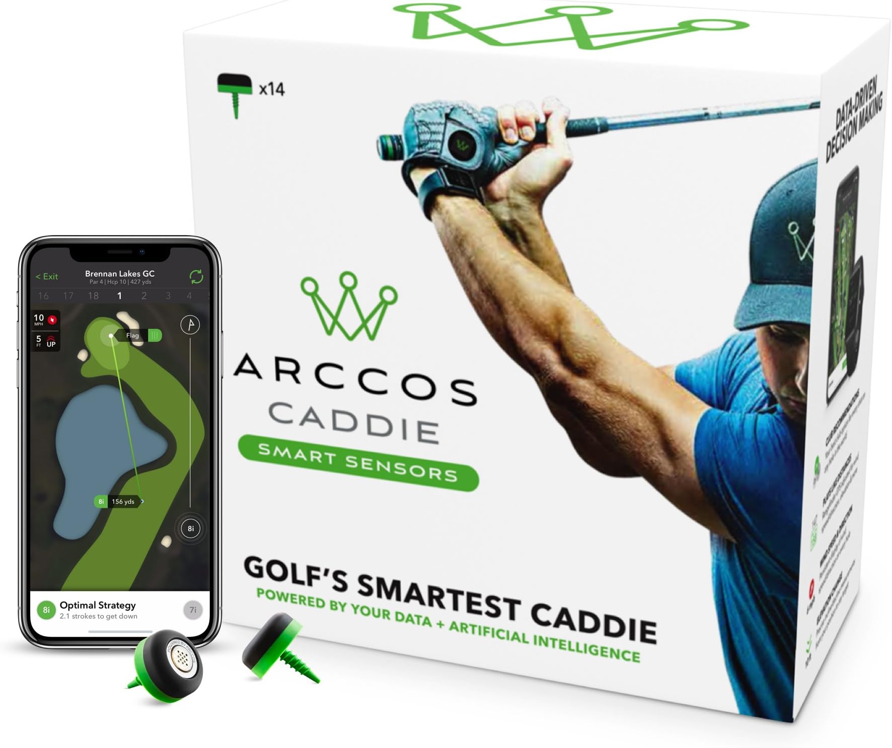 Arccos Caddie Smart Sensors Featuring Golf's First-Ever A.I. Powered GPS Rangefinder