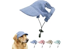 ETOFIXEE Pet Baseball Cap with Ear Holes - Multi-Color Sun Visor Hat for Dogs & Cats, Summer & Fall Beach Headwear for Puppies & Kittens (Blue, M)