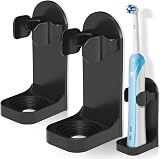 HOMMAND 2 Pack Electric Toothbrush Holder Wall Mounted with 3M Adhesive Black