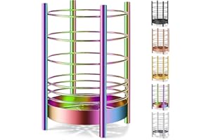 HOMQUEN Rainbow Kitchen Utensil Holder for Kitchen Counter, Stainless Steel Utensil Crocks, Rainbow Titanium Coating Utensil Storage Caddy Organizer, Cooking Utensil Holder, Easy Cleaning(Rainbow/7.4''x5.2'')