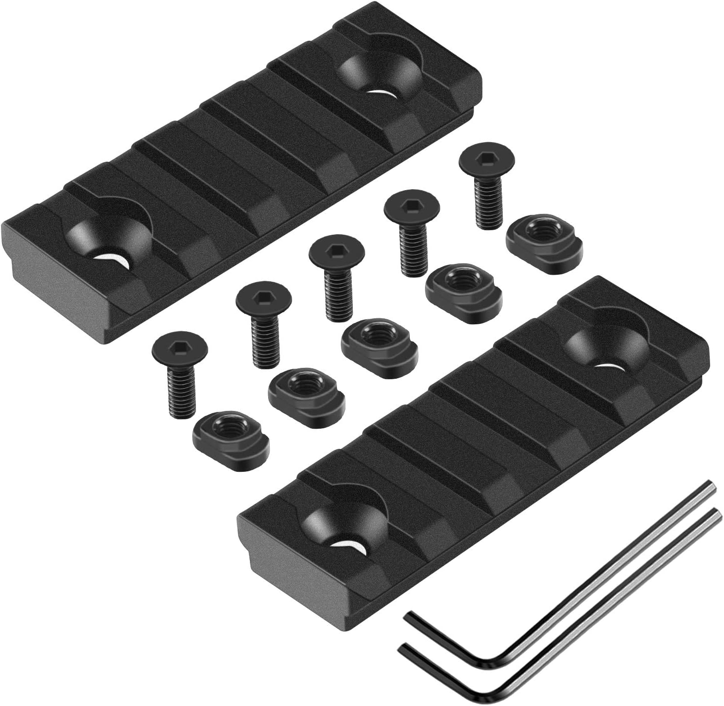VIAKEY Mlok Picatinny Rail, 2 Pack 5 Slot M-Lok Aluminum Picatinny Rails Section for M LOK Systems with 5 T-Nuts & 5 Screws & 2 Allen Wrench (2Pcs Mlok 5-Slot) : Sports & Outdoors