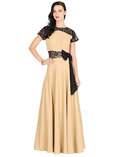 black and beige dress