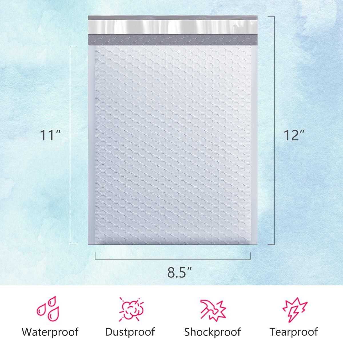 UCGOU 8.5x12 Inch White Padded Envelopes Water Proof Poly Bubble Mailers Self Seal Mailing Envelopes Book Mailers 25pcs : Office Products