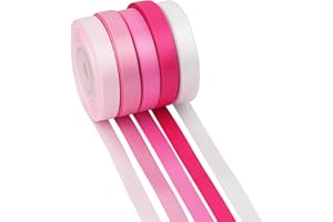 MAYREEL 3/8 Inch Pink Satin Ribbon Baby Pink Ribbon for Gift Wrapping Valentine's Day Crafts Wedding Bridal Shower Decorations 5 Rolls Assortment 10 Yards Each Color Total 50 Yards