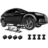 Albott 7000 LBS Portable Car Lift with Extension Plates for Garage Use | 28" Max Height, Adjustable Height Posts, Built-In Wheels, 25&ndash;30s Fast Cycle, Scissor Lift for Cars, SUVs, Light Trucks