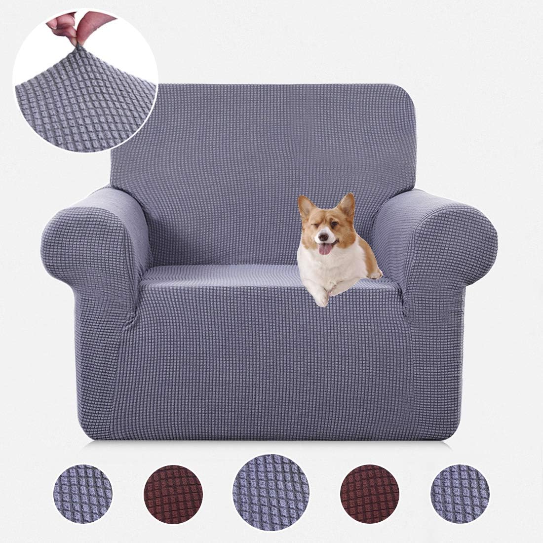 TASTELIFE Armchair Slipcover Sofa Covers Slipcovers for Sofas 1-Piece Stretch Jacquard Shield 1 Seat Furniture Protector Arm Chiar Cover Gray Chair Size