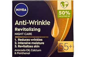 Nivea Anti-wrinkle + revitalizing night care face cream anti-aging 55+ with avocado oil, calcium and panthenol 50ml / 1.69 oz