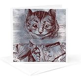 3dRose Vintage Alice in Wonderland Cat 1 Greeting Card with envelope