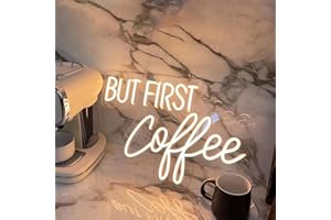 BUT First Coffee Neon Sign Dimmable Led Coffee Sign for Business Coffee Bar Neon Sign Accessories Light Up for Wall Decor USB