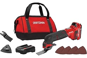 CRAFTSMAN V20 Cordless Oscillating Tool Kit Multi-Tool with Blades, Sand Paper, Battery and Charger Included (CMCE501D1)