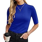 PrinStory Womens Tops Summer Short Sleeve Shirts Business Dressy Casual Pullover Tops for Women 2025 Trendy